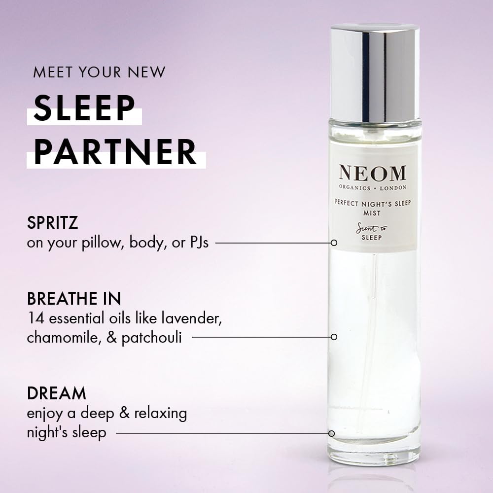 Neom - Lavender & Chamomile Mist for Body & Pillow, 1 Fl Oz | Perfect Night's Sleep Range | Essential Oils | Pillow Mist