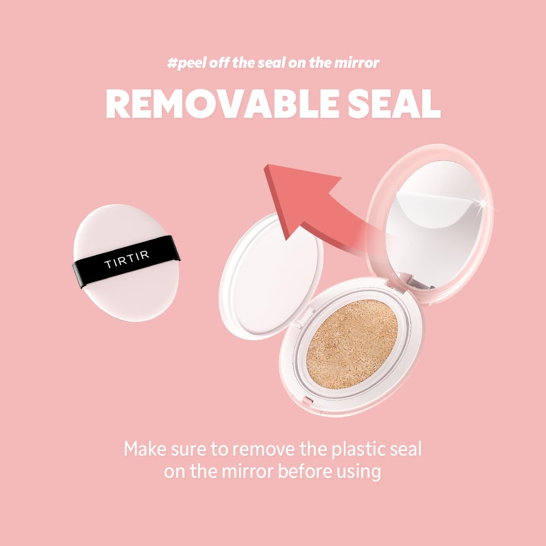 [*Mini Size*] TIRTIR All Cover Pink Cushion | Korean Cushion Foundation, (#21W Natural Ivory, 0.15 Fl Oz)