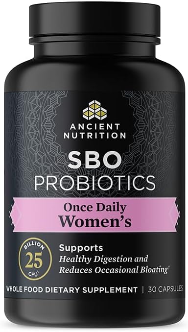 Probiotics for Women by Ancient Nutrition, Once Daily Women's Probiotics 30ct, Digestive Support and Reduces Occasional Bloating, Made with Chaste Tree Berry and Amla Berry, 25 Billion CFUs*
