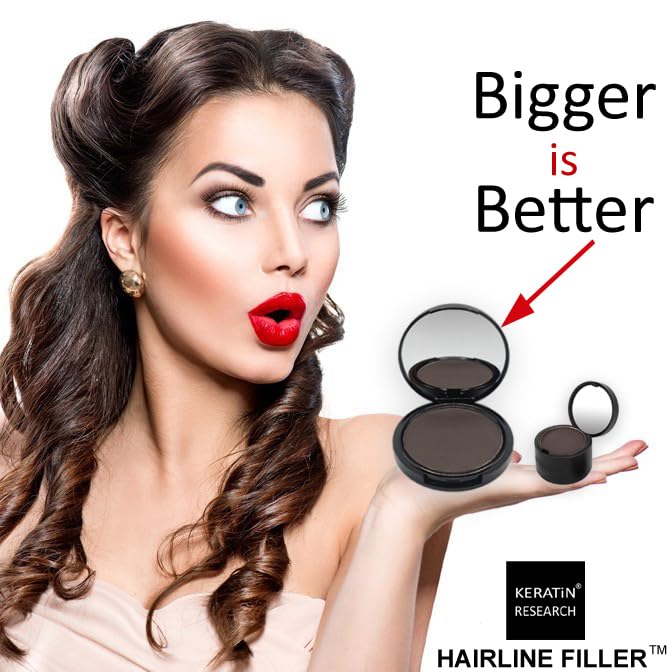 KERATIN RESEARCH Hairline Filler Unisex Mineral Powder Root Touch-Up Hair loss Concealer Scalp & Beard Bald Patch Coverage Fibers for Thinning Hair Waterproof Organic Natural look (DARK BLONDE, XL)