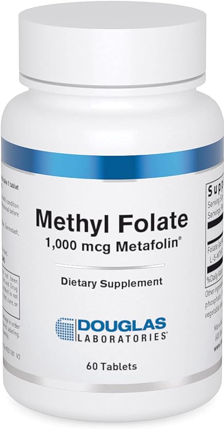 Douglas Laboratories Methyl Folate L-5-MTHF - 1,000 mcg Metafolin - Vitamin B Folate - Supports Homocysteine Metabolism & Fetal Development* - Non-GMO - 60 Tablets