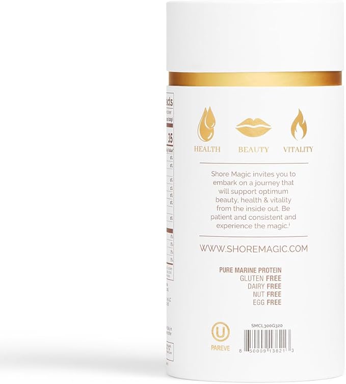 Premium Marine Collagen Powder with Type I II III and IV Hydrolyzed Peptides for Women and Men Sourced from Wild Fish, Certified Halal and Kosher Unflavored - 30 Day Supply, 300g Canister