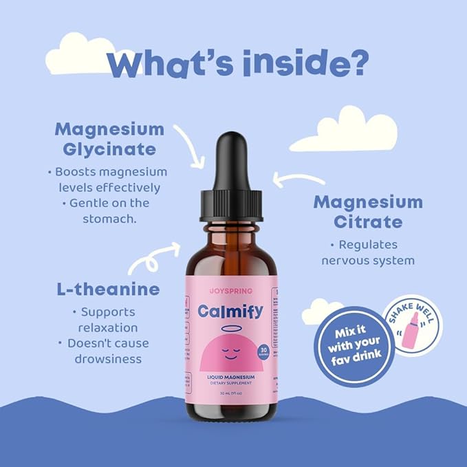 Magnesium Citrate Liquid & Magnesium Glycinate for Kids - Sugar Gluten Free Magnesium for Kids - Liquid Magnesium Blend with L Theanine for Kids & Chamomile Magnesium Kids Supplement for Kids & Teens