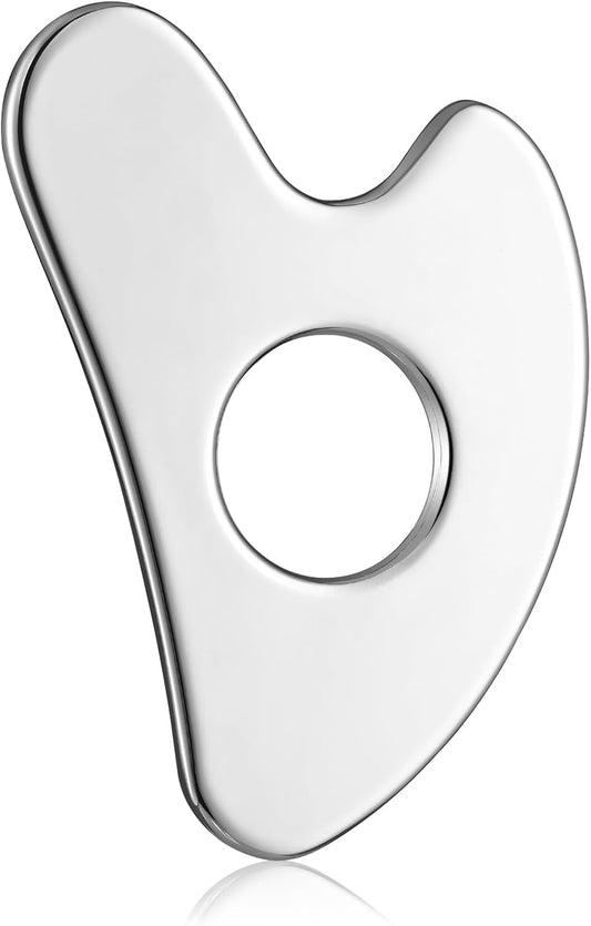 Gua Sha Facial Tool for Face Skincare Stainless Steel Gua Sha Board for Body Tensions Reduce Puffiness Festive Gifts Silver