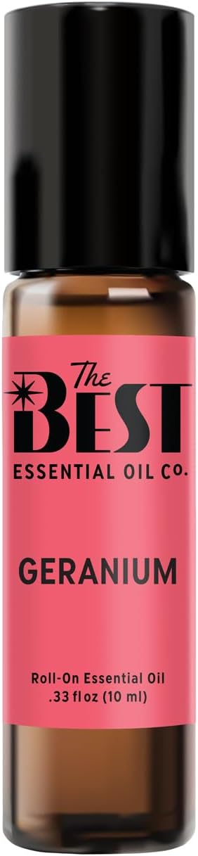 The Best Geranium Essential Oil Roll-On- Premium Grade- Pre-Diluted in Coconut Oil- Ready to Use- 10 ml (.33 fl oz)