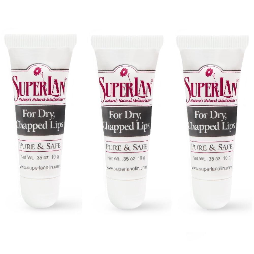 Lanolin Lip Balm 3 pack - Organic Lip Repair for Hot/Dry Weather - Natural nipple cream - Moisturizer for cracked lips - Hydrating lip care - Ultra pure jojoba oil - Chapstick Men & Women (1.05 oz)