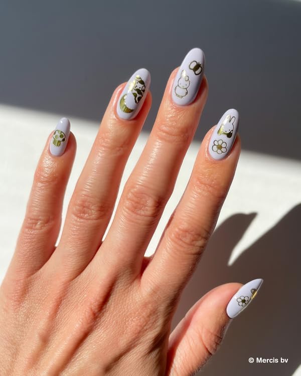 Miffy is Gold Nail Stickers - Lightweight & Easy-to-Apply Nail Art with Trendy Design - Durable & Long-Lasting Nail Stickers for Women, Ideal for DIY Manicures & Salon-Quality Nails