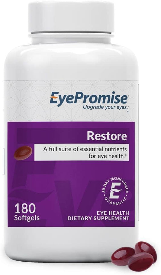 EyePromise Restore Supplement - 180 Softgel Capsules Containing Lutein, Vitamin C, Vitamin D, Vitamin E, Omega-3 Fish Oil, and Zeaxanthin - A Patented and Complete Eye Health Formula