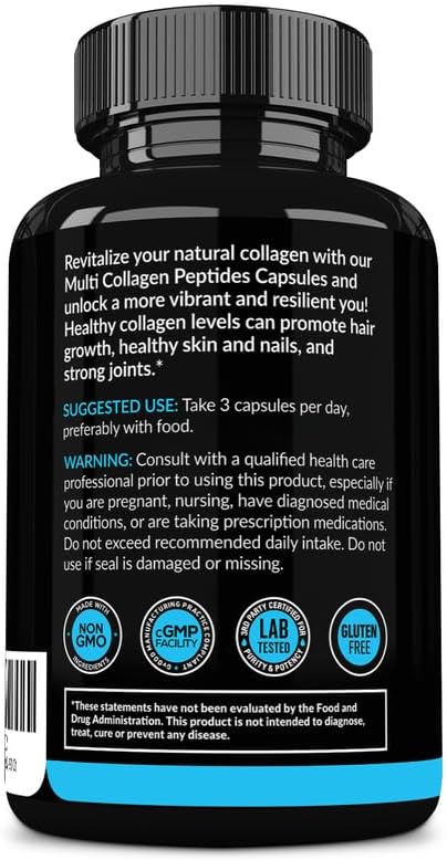 Multi Collagen Pills for Women - Collagen Supplements Fast Absorption Collagen for Women & Men - Collagen Protein Type I II III V & X - Hydrolyzed Collagen Peptides for Hair, Skin & Nails - 90 Caps
