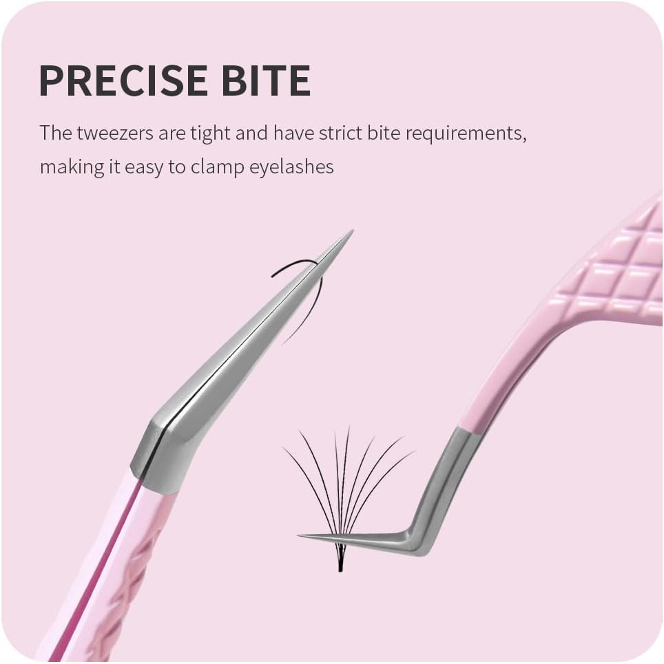 Eyelash Extension Tweezers,Fiber Tip Grip Boot Volume Lash Tweezers,Professional Pointed Lash Extension Tweezers for Easy Lash Application and Removal-F02