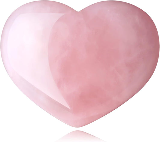 1.8" Rose Quartz Heart Stone Healing Crystals Love Stones Decor Pocket Meditation Palm Worry Gemstone Reiki Energy Balancing Mother's Day Gift