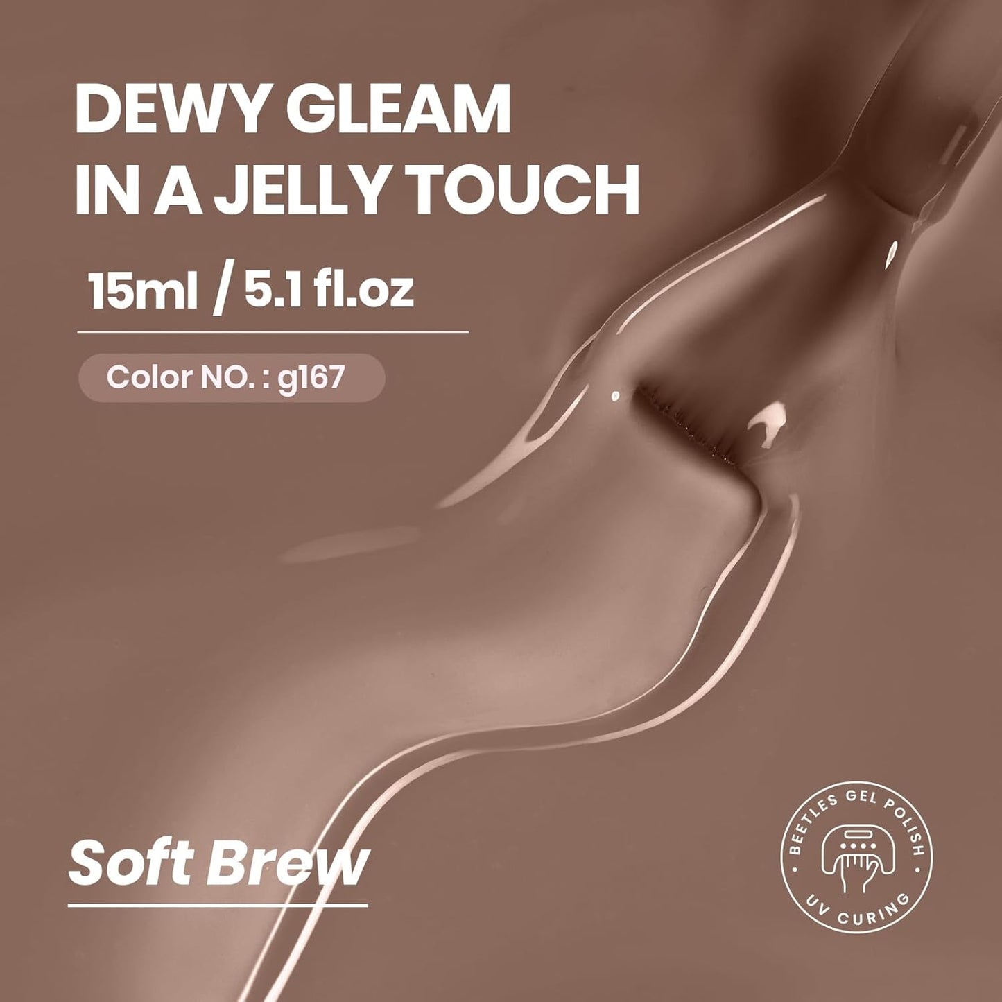 Beetles Brown Jelly Gel Nail Polish - 15ML Soft Brew Natural Nude Brown Gel Polish Sheer Fall Gel Polish Nail Concealer Soak Off UV French Nail Art Manicure Gift for Women