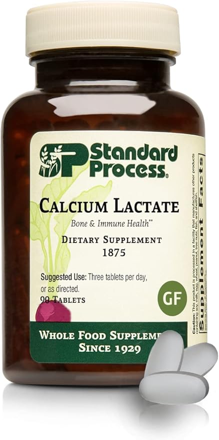 Standard Process Calcium Lactate - Immune Support and Bone Strength - Bone Health and Muscle Supplement with Magnesium and Calcium - 90 Tablets