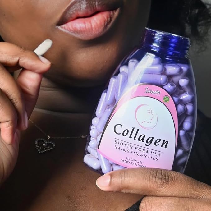 Sanar Naturals Biotin Collagen Pills - Hair Skin and Nails Vitamins, Boost Hair Growth - Hydrolyzed Collagen Peptides for Women & Men, Biotin Supplement with Vitamin C, 150 Capsules