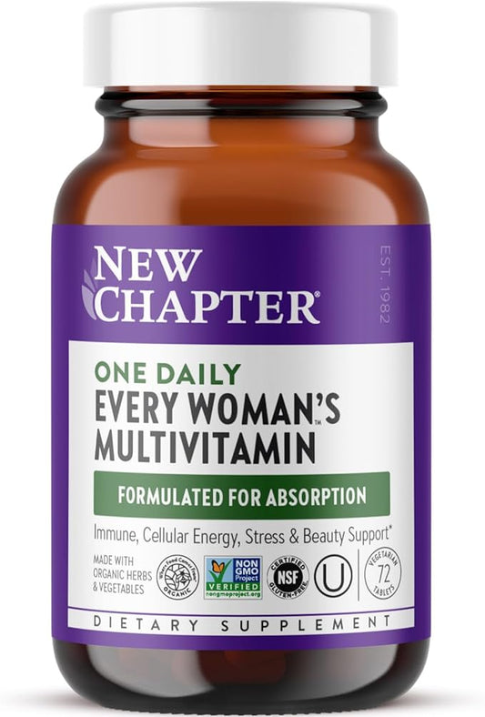 New Chapter Women's Multivitamin for Immune, Beauty + Energy Support with 20+ Nutrients -- Every Woman's One Daily, Gentle on the Stomach, 72 Count