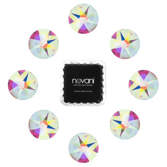 Novani 80pcs Crystal AB Rhinestones Flat Back Round Rhinestone Style 2088 Sparkly Crystal Gemstones for Nail Art and Crafting,SS34(7.1-7.3mm