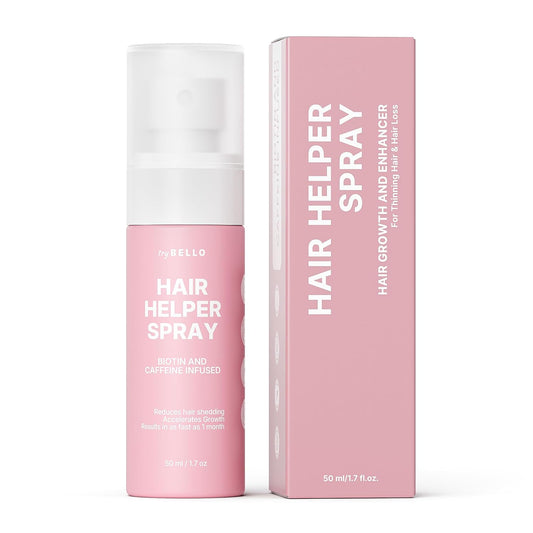 Hair Helper Spray - Growth Serum With Biotin & Castor Oil - Caffeine Infused Treatment for Thicker, Fuller Hair - Repair Thinning Naturally - Vegan, Cruelty-Free Formula