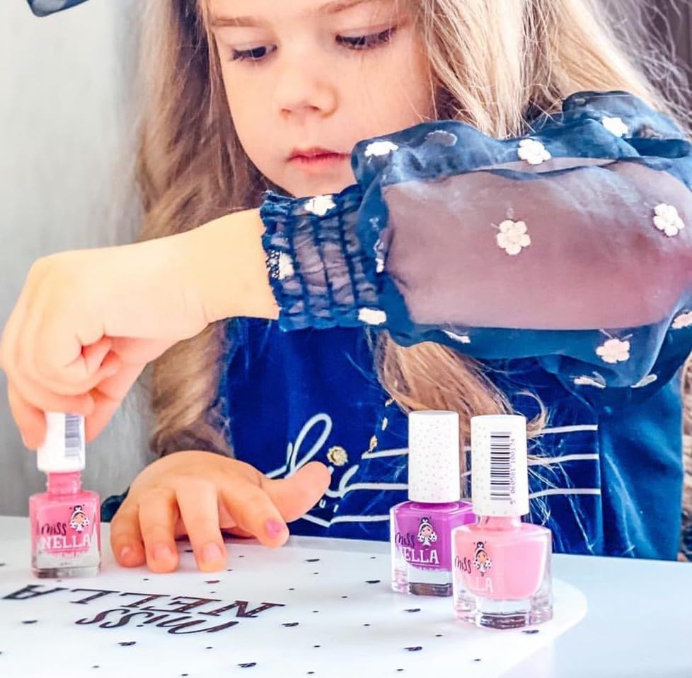 MISS NELLA SWEET LITTLE PACK, Nail Polish Set-Easy Pell off And Water Based Formula, 3 Colors of Nail Glitter set- Cheeky Bunny, Pink A Boo & Little Poppet, Perfect Kids Nail Polish