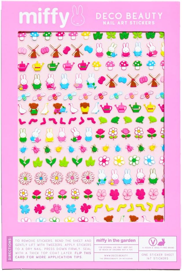 Miffy in the Garden Nail Stickers - Lightweight & Easy-to-Apply Nail Art with Trendy Designs - Durable & Long-Lasting Nail Stickers for Women, Ideal for DIY Manicures & Salon-Quality Nails