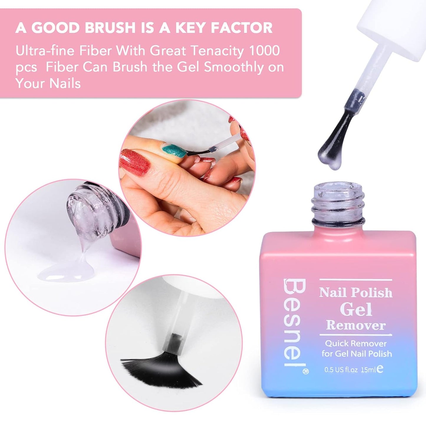 Gel Nail Polish Remover 3 Pack Professional Gel Polish Remover Non-Irritating Quick Easy,Gel Remover Tools Kit Nail File Cuticle Pusher Nail File Grit,No Need For Foil Soaking Or Wrapping