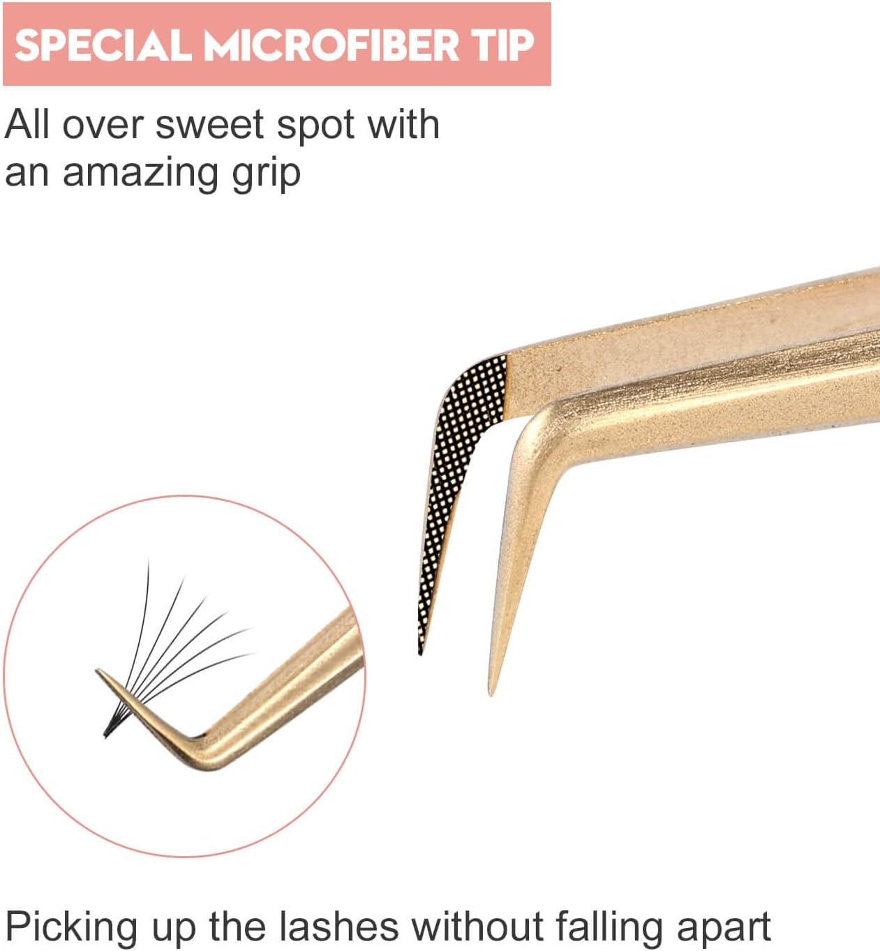 Ms.Queen Eyelash Tweezers Set,Professional 2Pcs Fiber Tip 45 90 Degree Mega Volume Lash Extension Tweezers