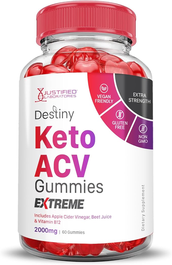 (2 Pack) Destiny Keto ACV Gummies Extreme 2000MG Destiny Keto Gummies Advanced Formula Apple Cider Vinegar with Pomegranate Beet Juice Powder B12 Vegan Non GMO 120 Gummys