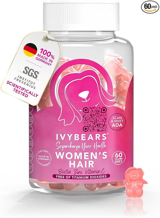 Women’s Hair Vitamins Gummies 1 Month Supply | Biotin 15,000mcg & Multi-Vitamin Complex for Hair, Skin & Nails | Salon-Quality Vegan Hair Care | 100% Vitamin Boost - 60 Count