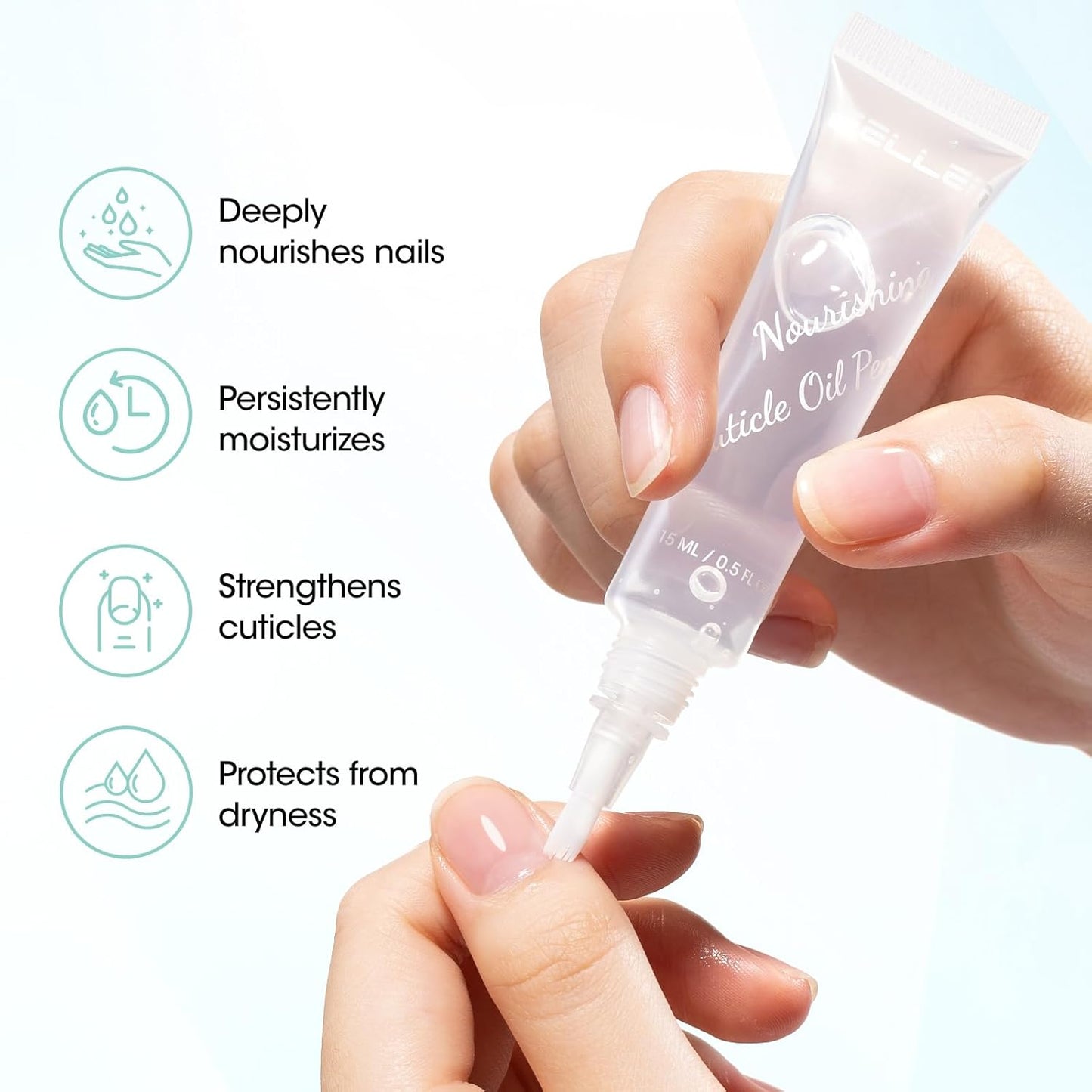 Gellen Nail Cuticle Oil Pen, Travel-sized Soft Brush Design, Rich in Jojoba Oil & VE, Soften Cuticle Strengthen Growth & Moisture Treatment for Dry Hangnail Thin Nails, 15ml Fragrance-free