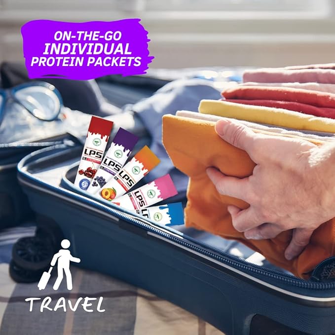 Nutritional Designs LPS Liquid Collagen & Whey Protein Supplement - Non-GMO Drink, Sugar-Free - Promotes Healthy Skin & Hair for Men & Women, Single Serve (Variety Box, 30)