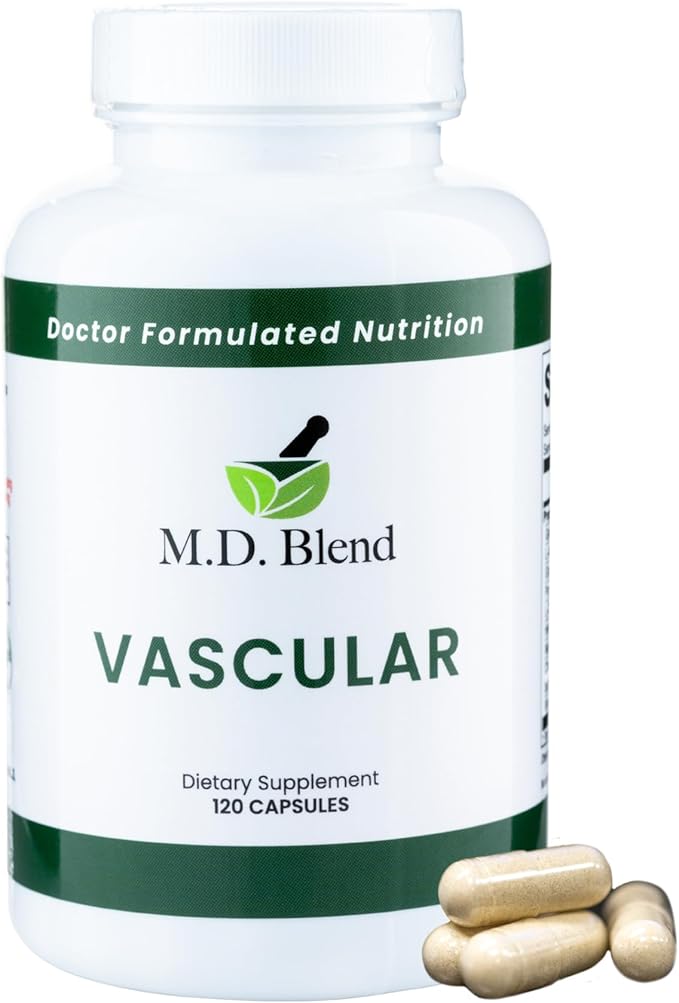 M.D. Vascular - Expert Formulated Supplement - Vascular & Overall Wellness Goals - Proper Flow, Numbers, Balance - Powerful Garlic, Ginger, L-Arginine, Pomegranate - 120 Capsules (Pack of 1)