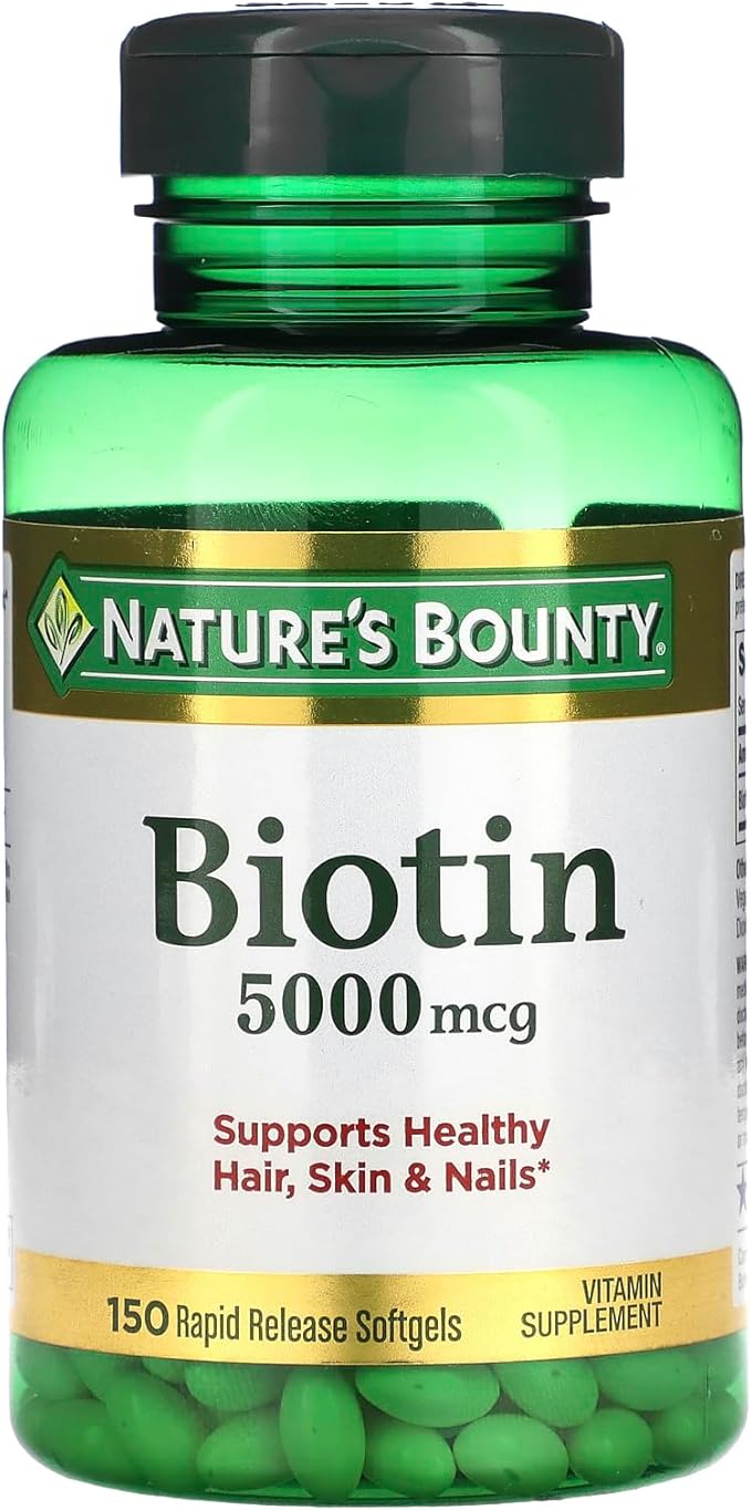 Nature's Bounty Biotin, Vitamin Supplement, Supports Metabolism for Cellular Energy and Healthy Hair, Skin, and Nails, 5000 mcg, 150 Softgels