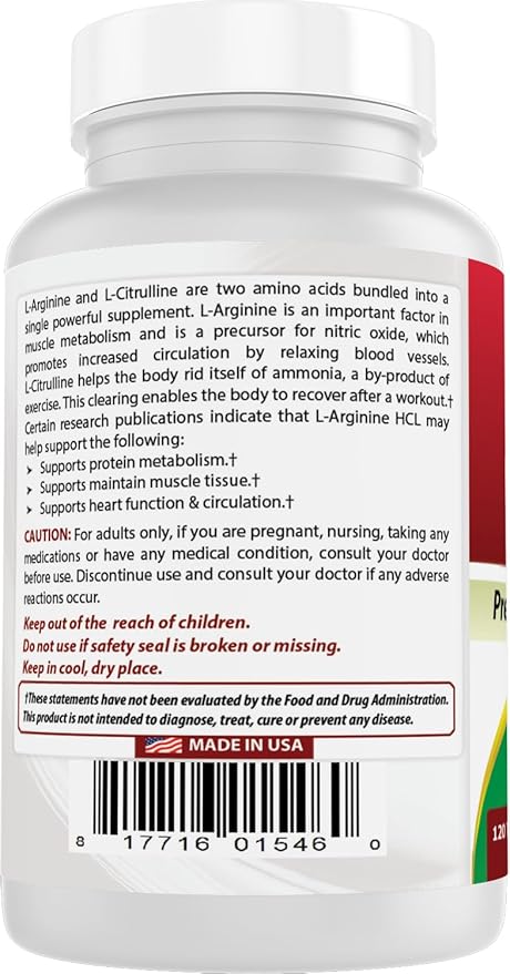 Best Naturals Arginine Citruline Complex 1000 Mg 120 Tablets