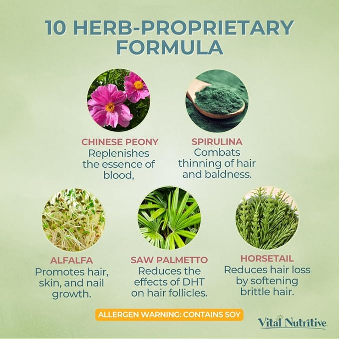 Vital Hair Complex – Biotin & Vitamin B Hair Vitamins for Women & Men – Supports Healthy Hair, Skin & Nails – Hormone-Free, Gluten-Free – Hair Supplement for Women & Men