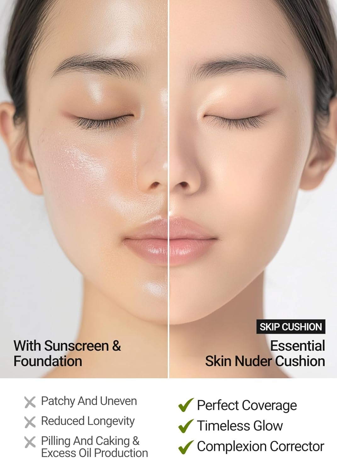 [JUNGSAEMMOOL OFFICIAL] Essential Skin Nuder Cushion (06 Pink Light) | Refill Not Included | Natural Finish | SPF50 Broad Spectrum | Makeup Artist Brand | Cream Foundation