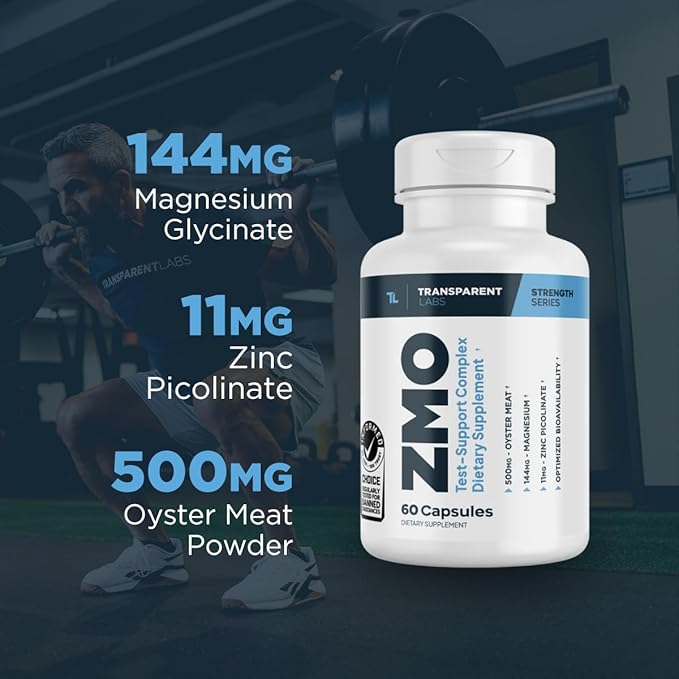 Transparent Labs ZMO - Muscle Builder for Men & Women with Zinc, Magnesium Glycinate, & Oyster Powder for Muscle Recovery - 60 Count