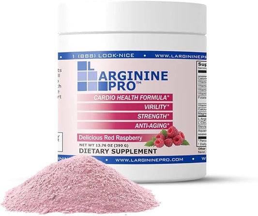 L-ARGININE PRO | L-arginine Supplement Drink Mix Powder | 5,500mg of L-arginine Plus 1,100mg L-Citrulline (Raspberry, 1 Jar)