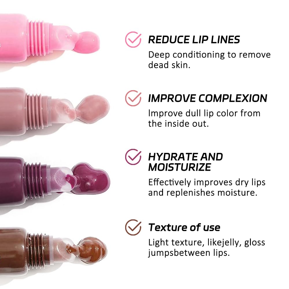 1Pcs Tinted Lip Balm Serum Makeup, Squeeze Hydrating Tint Lips Balms Serum Cosmetic, Women Care Glossy Nourishing Plumping Lip Stain Gloss Lipstick, Suitable for dry lips, Long-Lasting Color 01