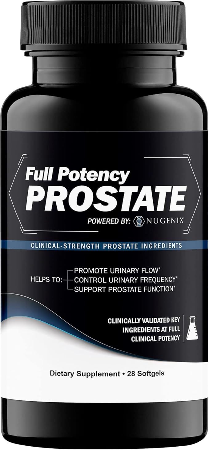 Nugenix Full Potency Prostate Supplement for Men - Clinical-Strength Ingredients, Saw Palmetto, Helps to Increase Urinary Flow, Control Frequency, and Support Prostate Function, 28 Capsules