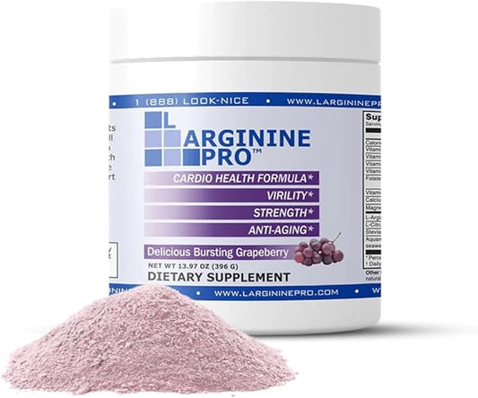 L-ARGININE PRO | L-arginine Supplement Drink Mix Powder | 5,500mg of L-arginine Plus 1,100mg L-Citrulline (Grape Berry, 1 Jar)