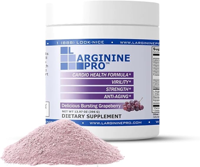 L-ARGININE PRO | L-arginine Supplement Drink Mix Powder | 5,500mg of L-arginine Plus 1,100mg L-Citrulline (Grape Berry, 1 Jar)