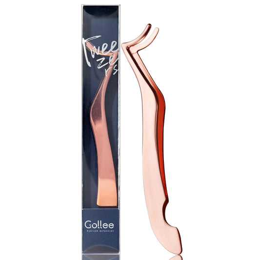 GOLLEE Eyelash Applicator Tool DIY Cluster Lash Tweezers Curved Eyelash Tweezers for Easy Lash Application and Removal, DIY Lash Applicator Tweezer Eyelash Clamper For Strip Lashes Clusters Lash