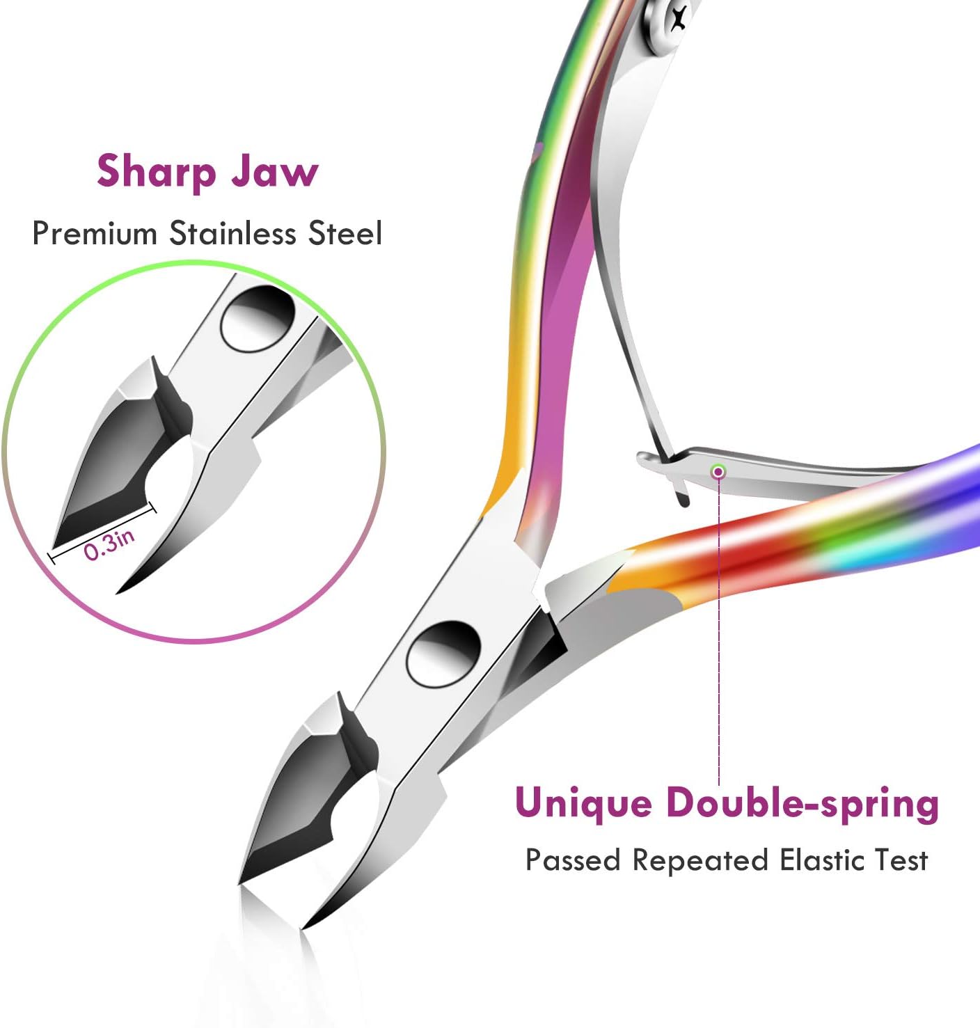 Cuticle Trimmer Cuticle Remover with Cuticle Pusher, XUNXMAS Professional Stainless Steel Durable Pedicure Manicure Tools Cutter Nipper Scissor Clipper for Fingernails and Toenails Dead Skin