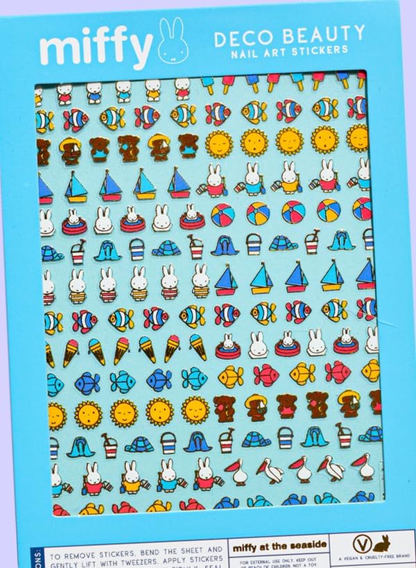 Miffy at the Seaside Nail Stickers - Lightweight & Easy-to-Apply Nail Art with Trendy Design - Durable & Long-Lasting Nail Stickers for Women, Ideal for DIY Manicures & Salon-Quality Nails