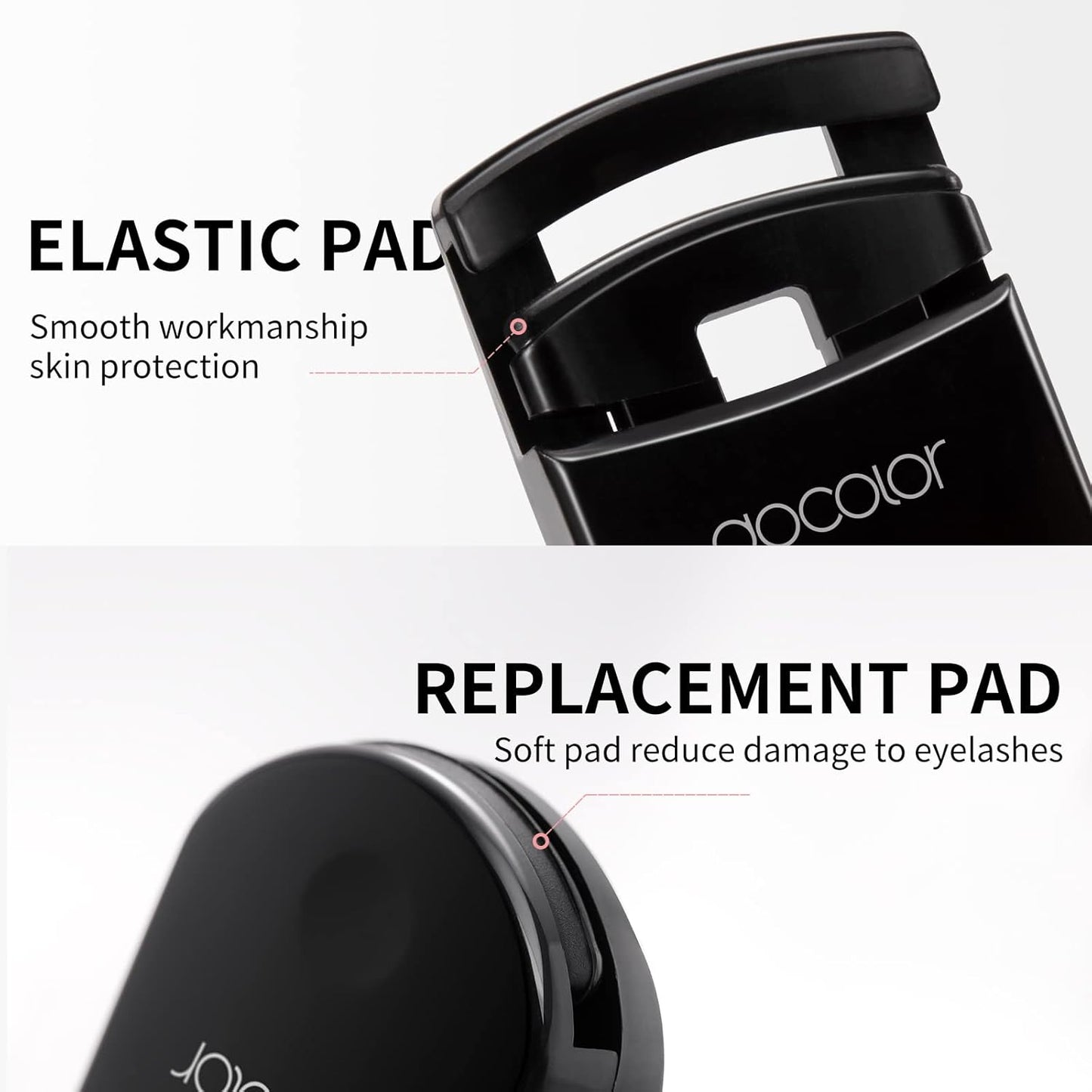 Docolor Eyelash Curler Portable Lash Curler with 1 Silicone Refill Pads Mini Eye Lashes Curlers Professional Travel Makeup Tools for All Eye Shapes