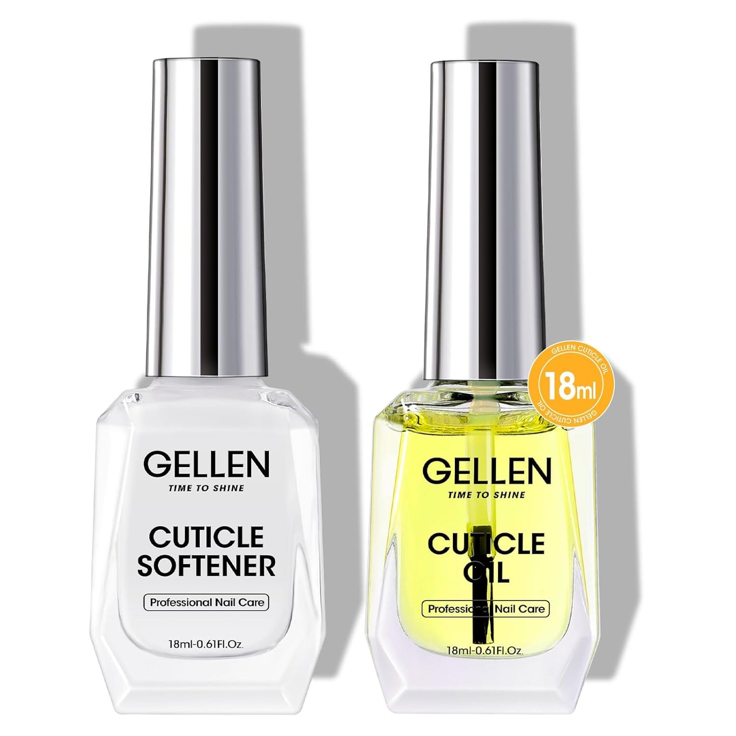 Gellen Cuticle Oil & Softener for Nails, 2 Pcs 18ml Cuticle Remover & Strengthener, Nail Cuticle Protector, 2 in 1 Nail Care Kit for Cuticle Removing & Repairng Manicure Essentials for Gel Nail Polish