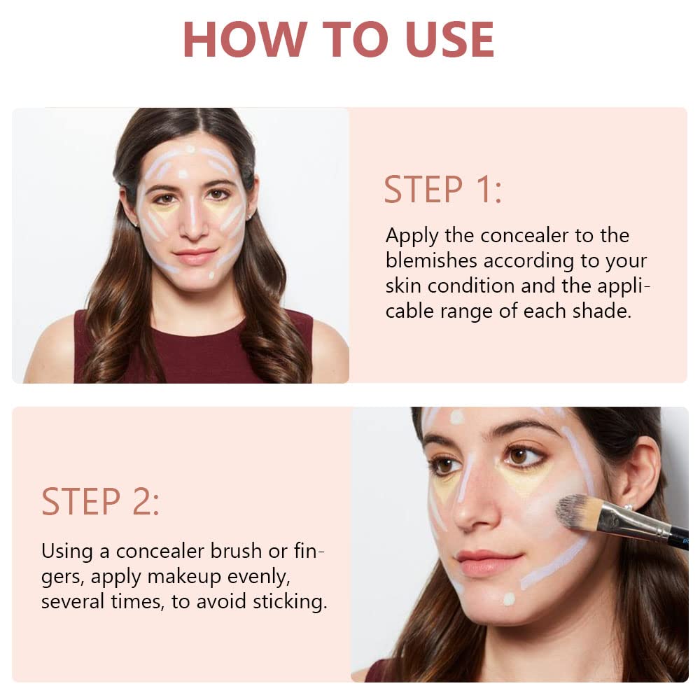 6 Color Correcting Concealer Palette With Concealer Brush, Tattoo Concealer, Cream Contouring Makeup Kit, Corrects Dark Circles Red Marks Scars Light Mediumor creamy concealer A1