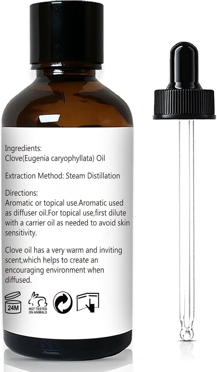Clove Oil 1 Oz, 100% Pure Clove Bud Essential Oil for Teeth and Gums, Natural Aromatherapy Essential Oils for Diffuser, Skin and Hair Care