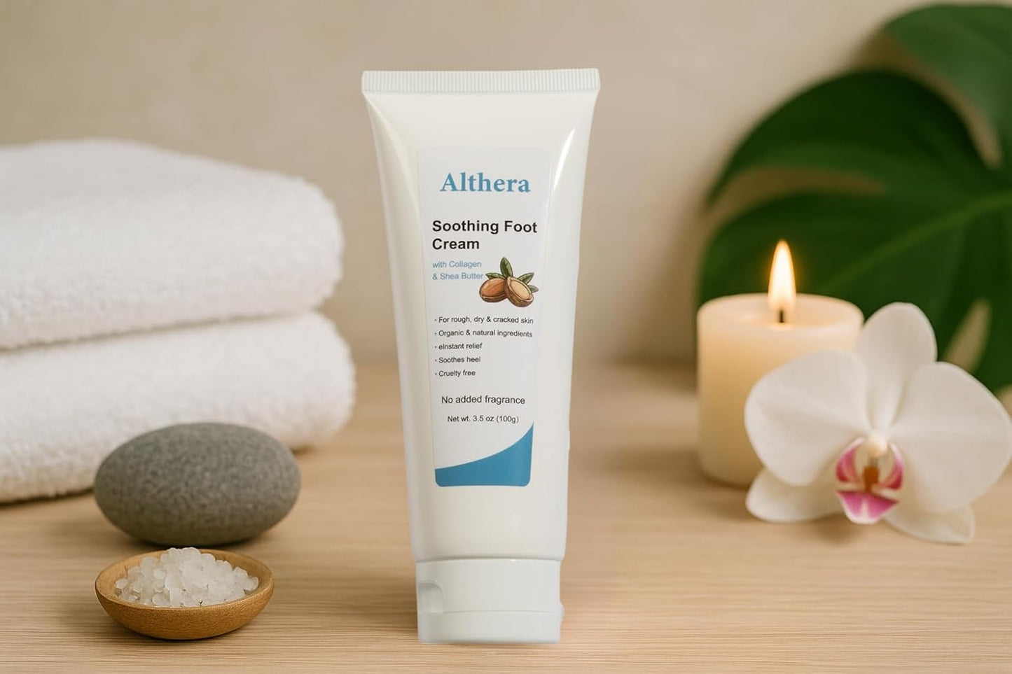 soothing Foot Cream with Collagen, Lactic Acid, Urea & Shea Butter – 3.5oz Intensive Repair for Dry Cracked Heels, Includes Moisturizing Sock for Overnight Hydration (full sock)