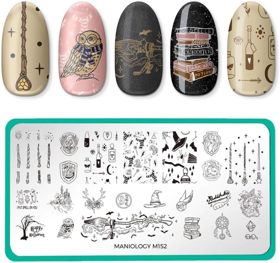 Maniology Sorcery and Spells Nail Stamping Plate Set, Halloween Plates Bundle, Sorcery Wizards Spirit Speaks Ouija Board Tarot Cards Manicure