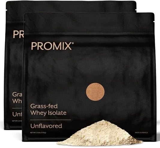 Promix Whey Protein Isolate Powder, Unflavored - 5lb Bulk - Grass-Fed & 100% All Natural - ­Post Workout Fitness & Nutrition Shakes, Smoothies, Baking & Cooking Recipes - Gluten-Free & Keto-Friendly